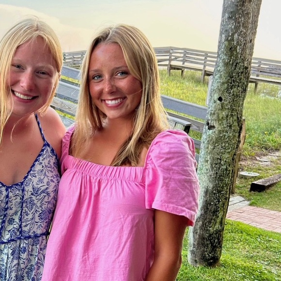 H&M Pink Puff Sleeve Square-Neck Top - Picture 2 of 4